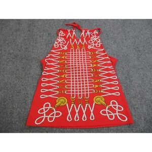 J McLaughlin Tank Top Womens Large‎ Red Nautical Rope Print Halter Stretch USA